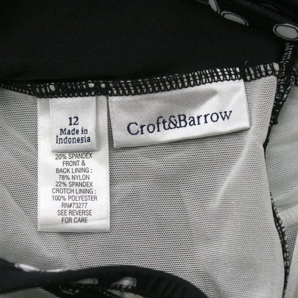 CROFT & BARROW Swimsuit Dress Polka Dot Circles Bathing Suit Black White 12 - Picture 7 of 14